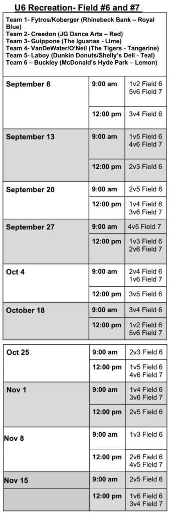 Fall 2025 Schedule U6
